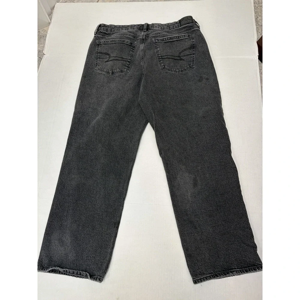 American Eagle Stretch Mid-Rise Curvy Straight Gray Denim Jeans Size 16 READ